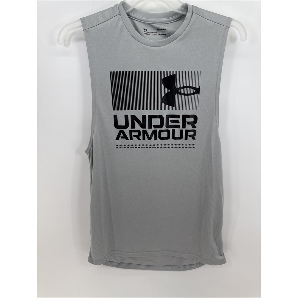 Under Armour Shirt Mens Small Gray Sleeveless Tank T-Shirt HeatGear